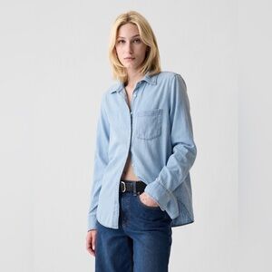 GAP Classic Denim Western Shirt 100% cotton Powder Blue loose fit Size Small